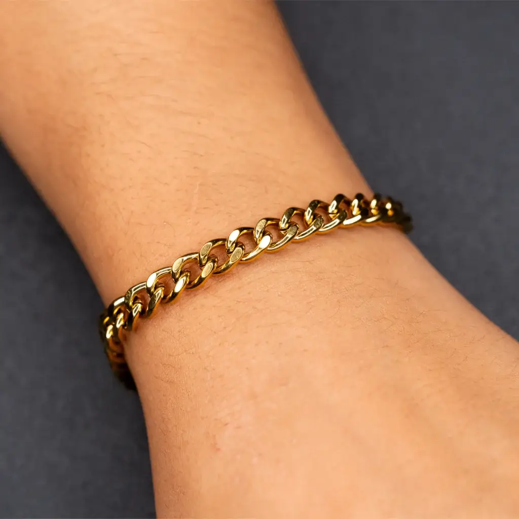 Mr. T – Edelstahl gold plattiert am Handgelenk – Permanentschmuck Aachen